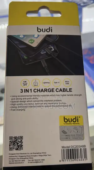 Budi 3 in 1 Charge Cable