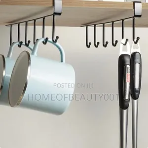 Iron 6-Hook Under Shelf Rack.