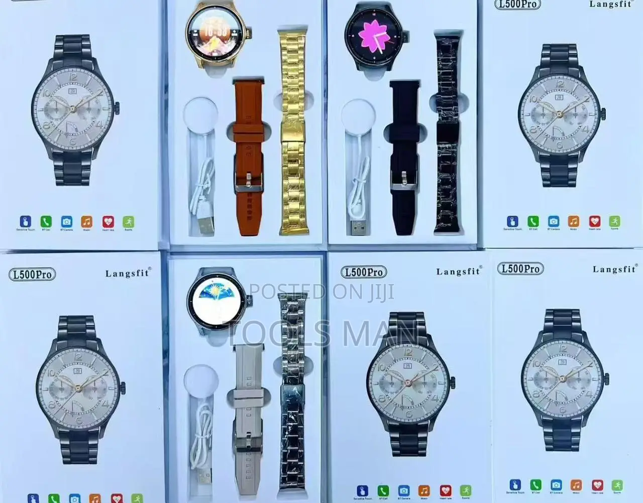 Langsfit L500 Pro Smart Watch:Bluetooth Call, Amoled,2-in-1 Dual Strap
