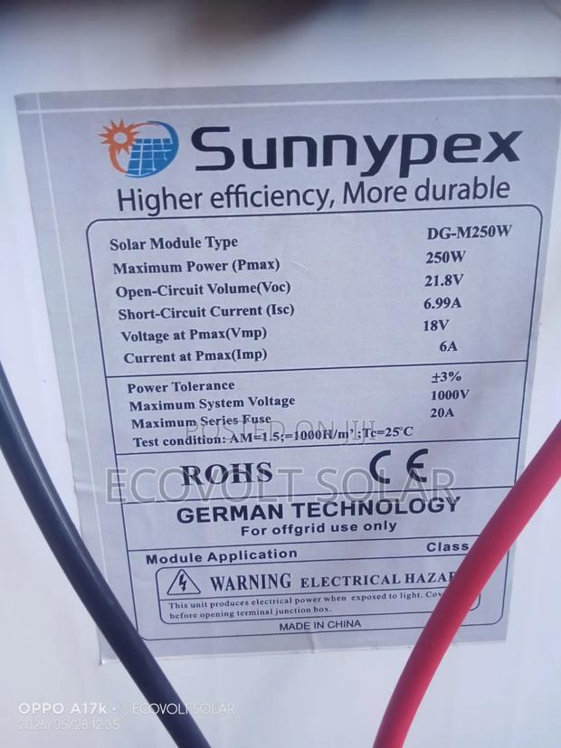 250w Sunnypex Solar Panel - thumbnail 2