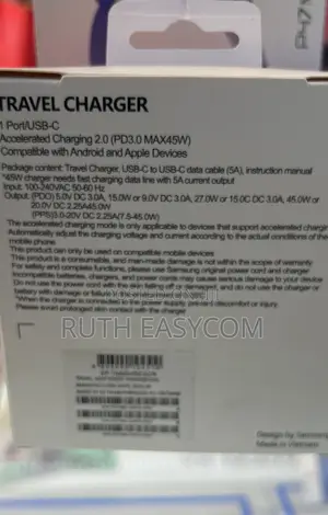 45w Pd Charger With Usb C-C Cable
