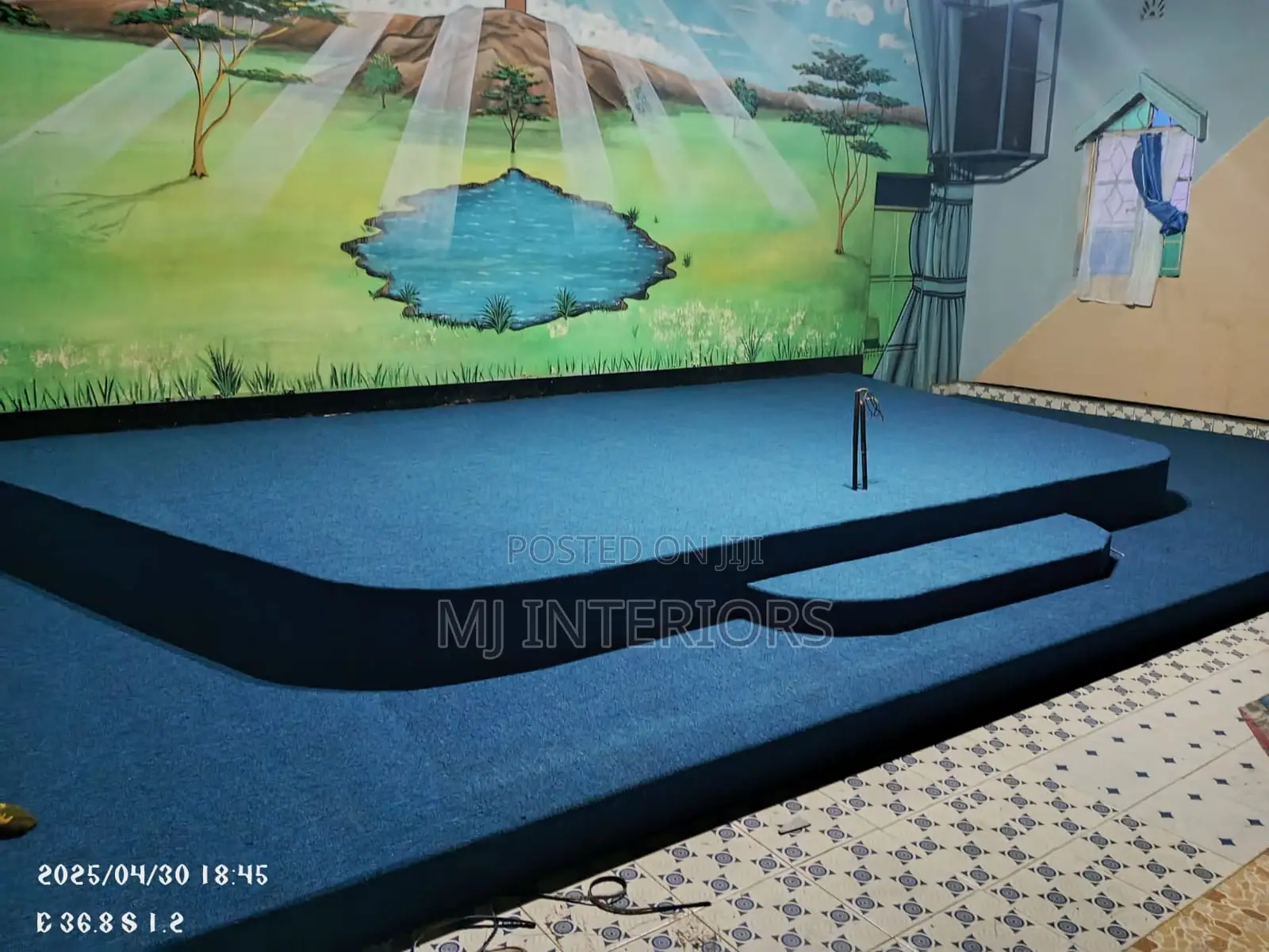 Non Slip Blue Wall to Wall Carpet for Worship Floors
