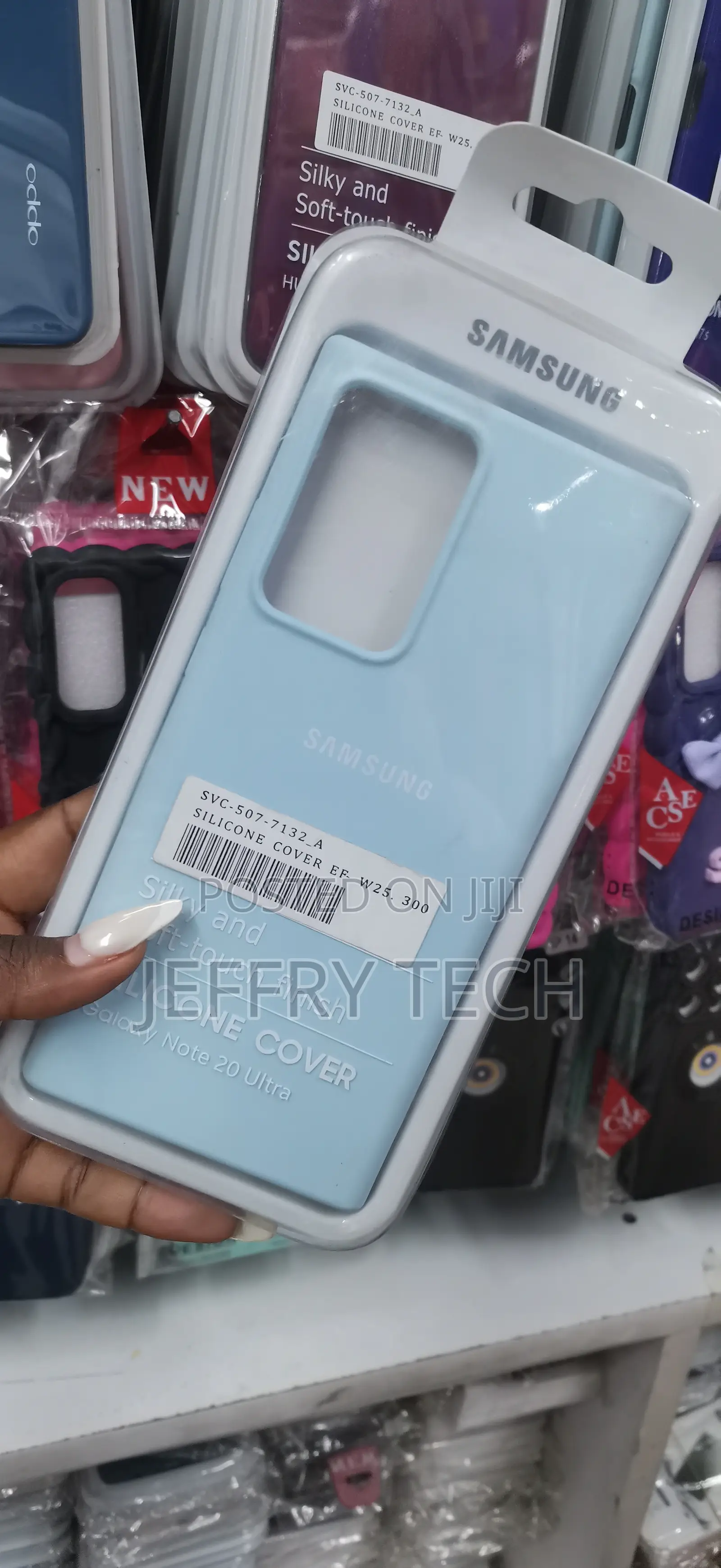 Samsung Galaxy Note 20 Ultra Silicone Cover in a Light Blue Color.