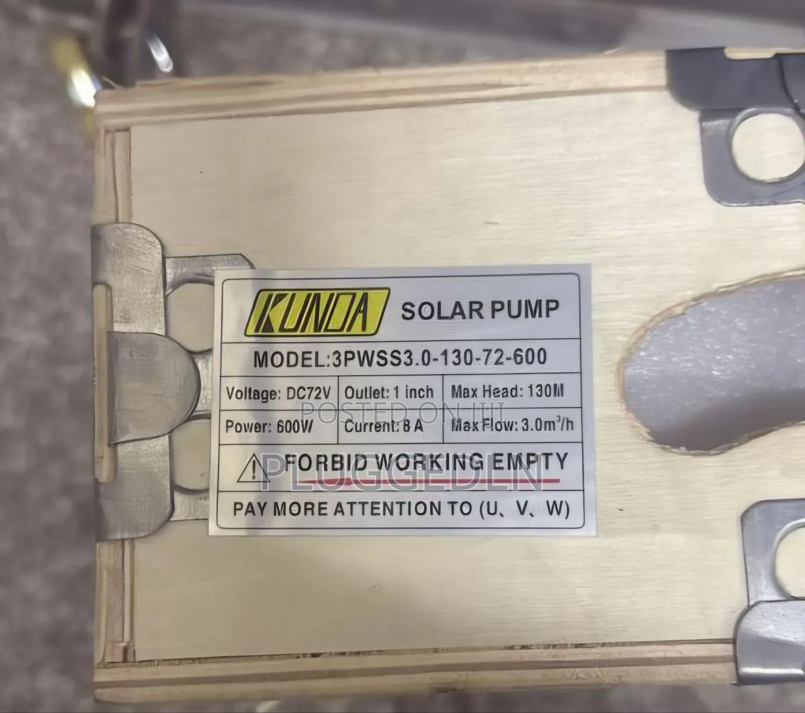 Kunda Solar Pump 72v 600watts 110mtrs