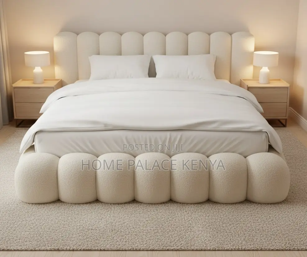 Bubble Bed: Luxury Fabric Upholstered King Size Bed With 10" Matress