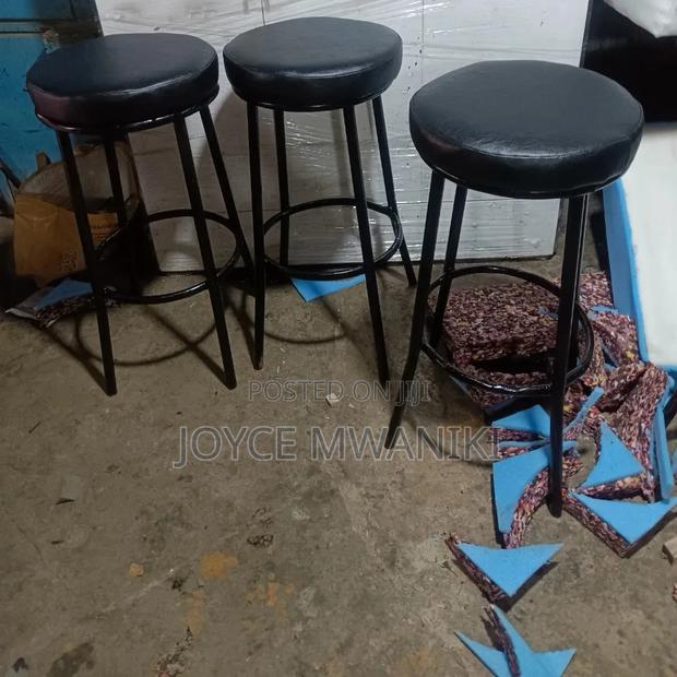 Backless, Black Leather Stools