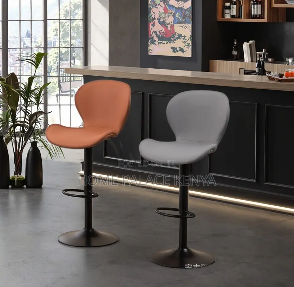 Bar Stool: Gray Swivel Bar Stool With Pu Upholstered Seat