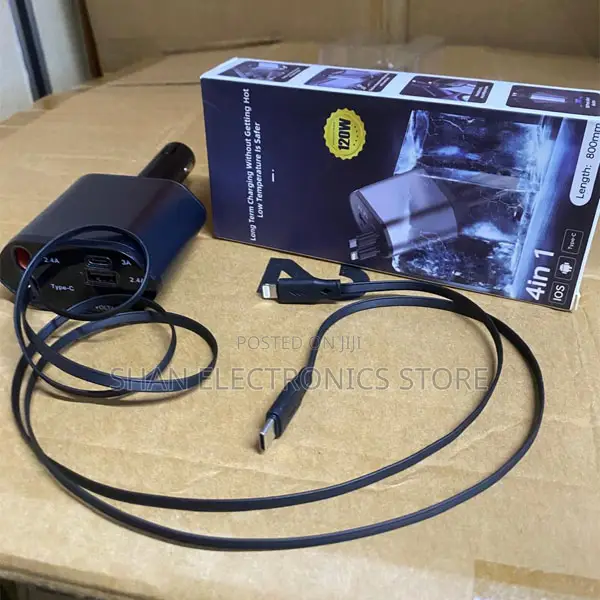 4 in 1 Fast Charging Retractable Car Charger Adapter