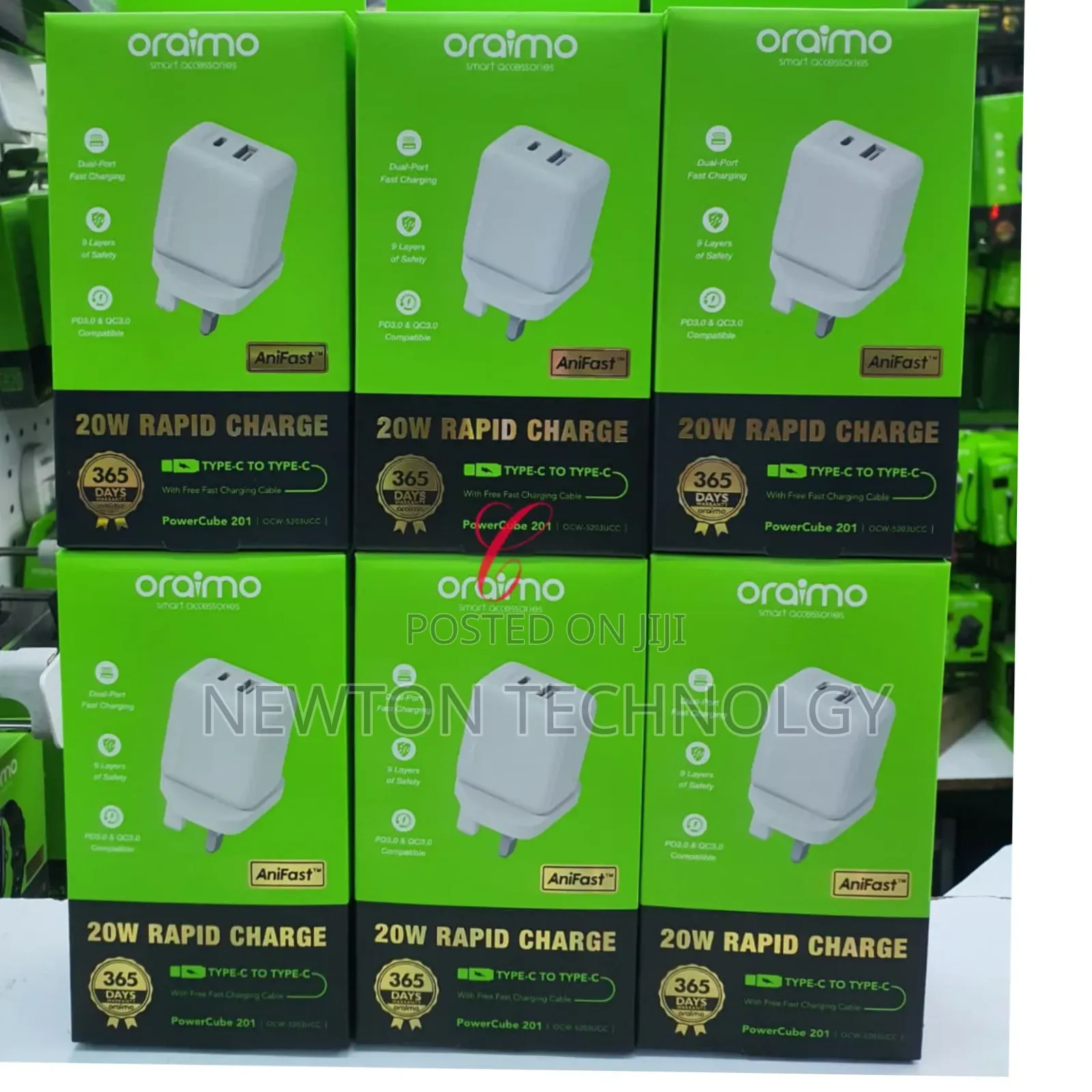 Oraimo Powercube 201 Ocw-5203ucc *20w Dual Ports*Type C Rapid Charger