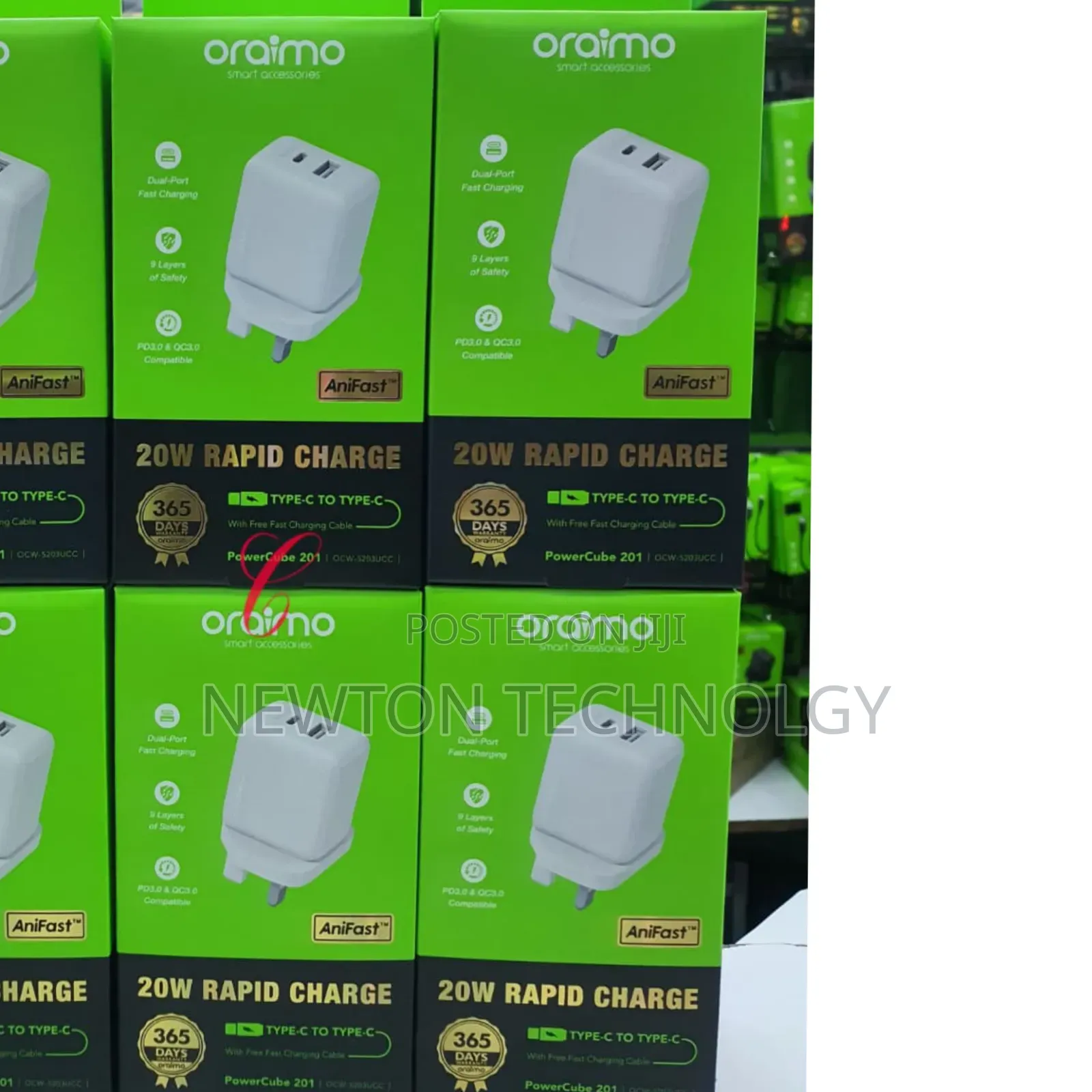 Oraimo Powercube 201 Ocw-5203ucc *20w Dual Ports*Type C Rapid Charger