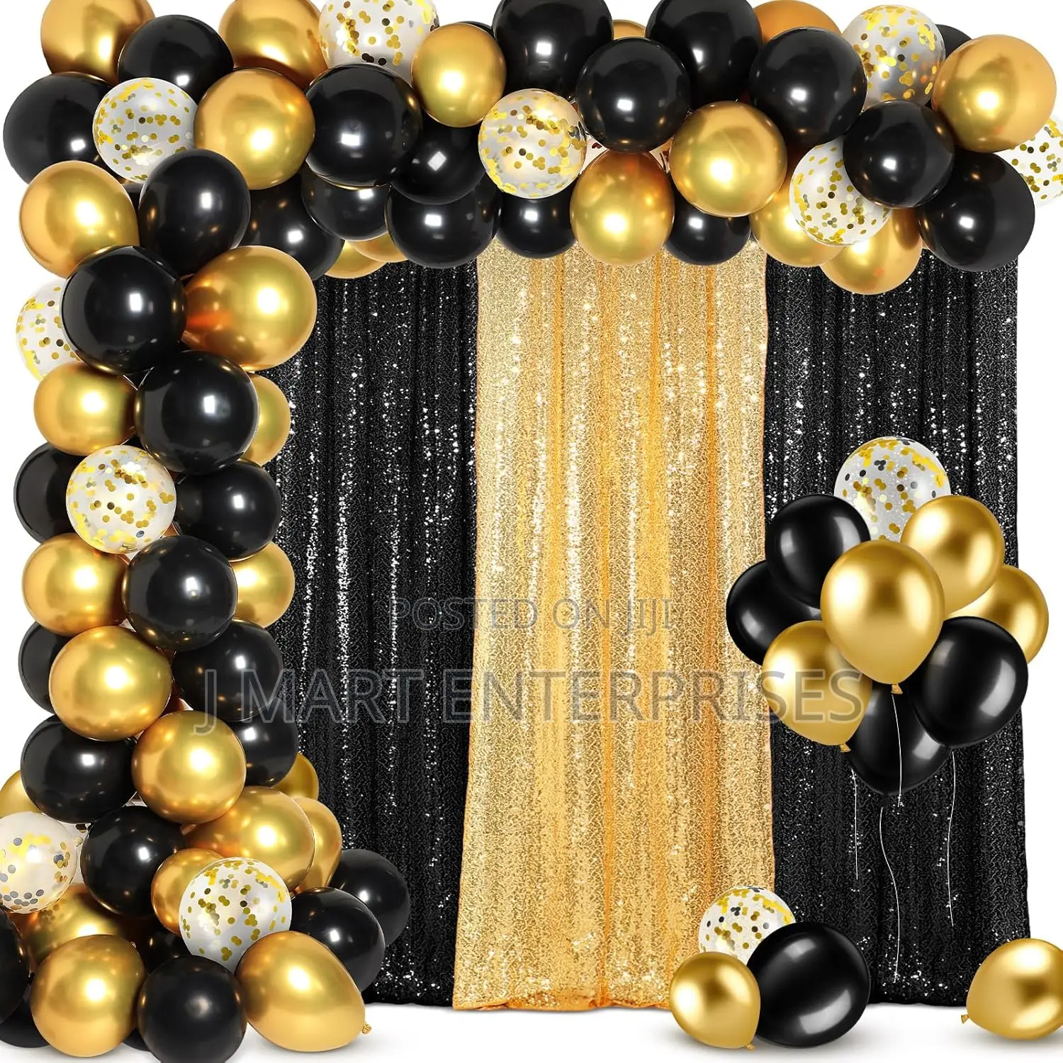 Graduation Decoration Black Gold Party Backdrop