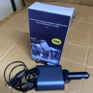 iPhone Huawei Samsung Fast 120w 4 in 1 Retractable Car Charger