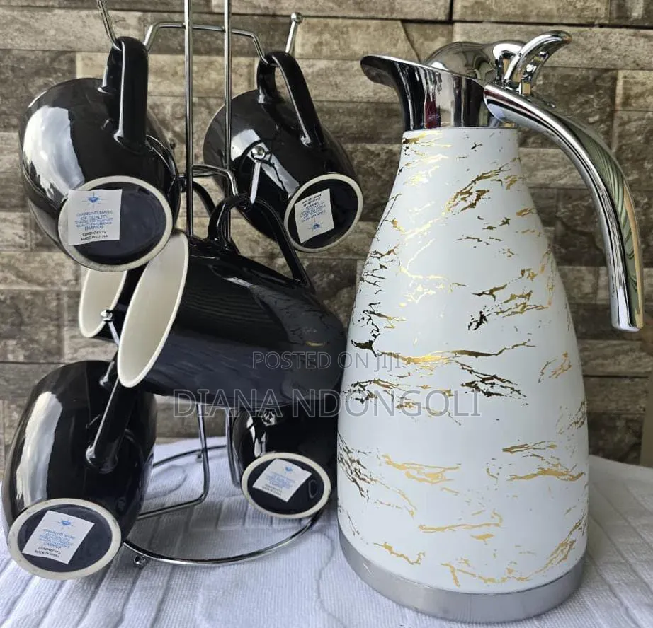 *Luxurious Tea Set Combo* *Marble Flask and Blackcups*