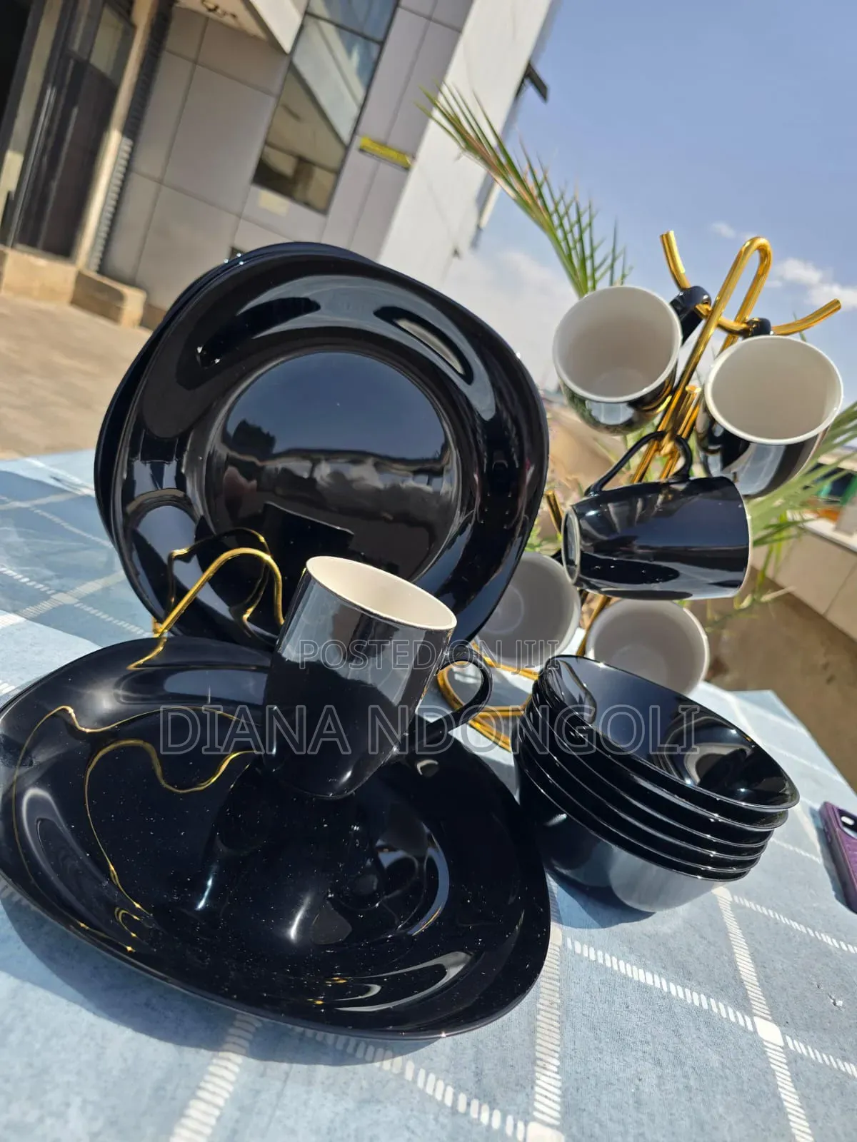 *Offer! 18pcs All Black Ceramic Dinner Set*