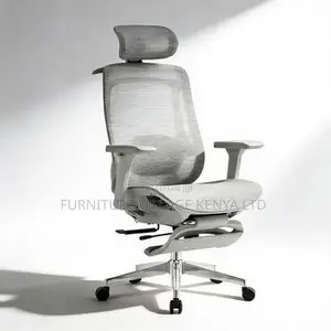 Office Chair: White Swivel Adjustable Footrest Office Seat