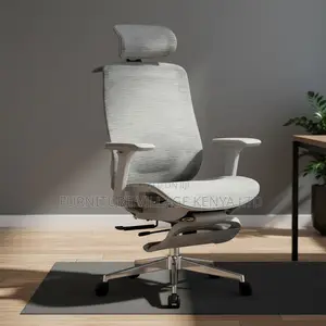 Office Chair: White Swivel Adjustable Footrest Office Seat