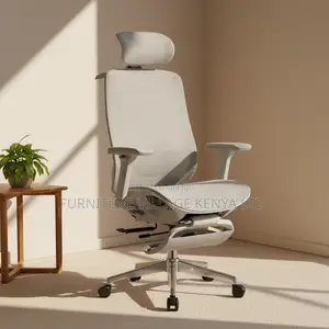 Office Chair: White Swivel Adjustable Footrest Office Seat