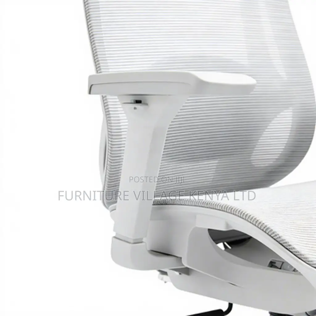 Office Chair: White Swivel Adjustable Footrest Office Seat