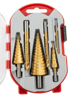 6 PCS HSS Titanium Step Drill Bit Set Saw Drill Bits With Case.