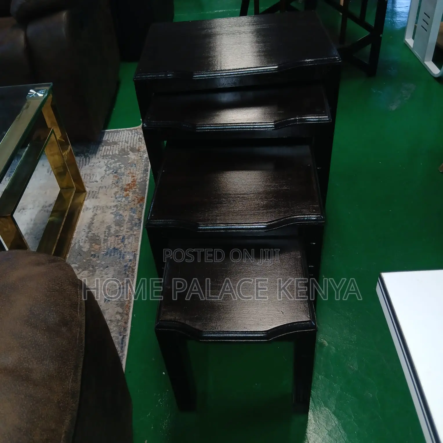 End Tables: Rustic Solid Wood Nesting Stools Set of 4