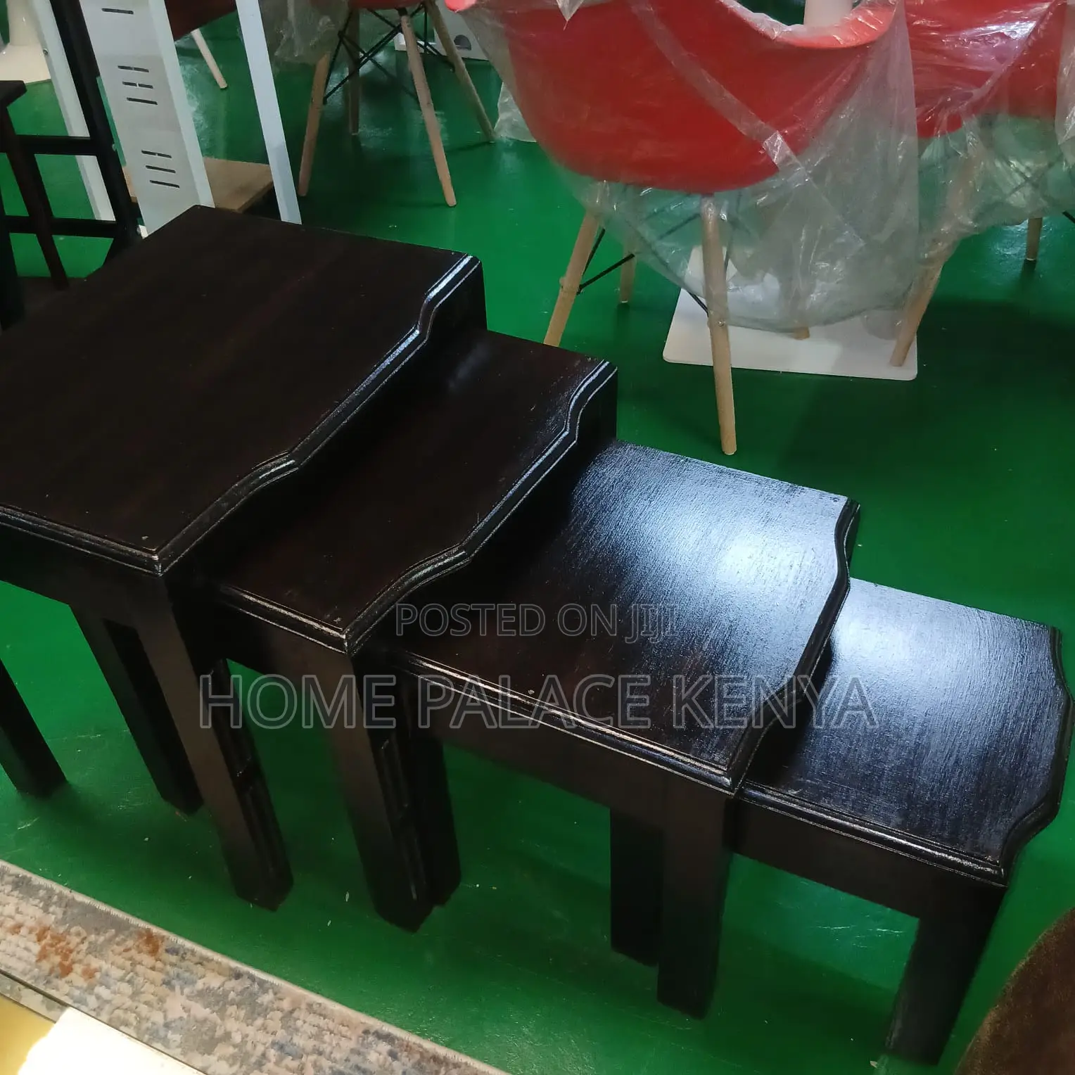 End Tables: Rustic Solid Wood Nesting Stools Set of 4