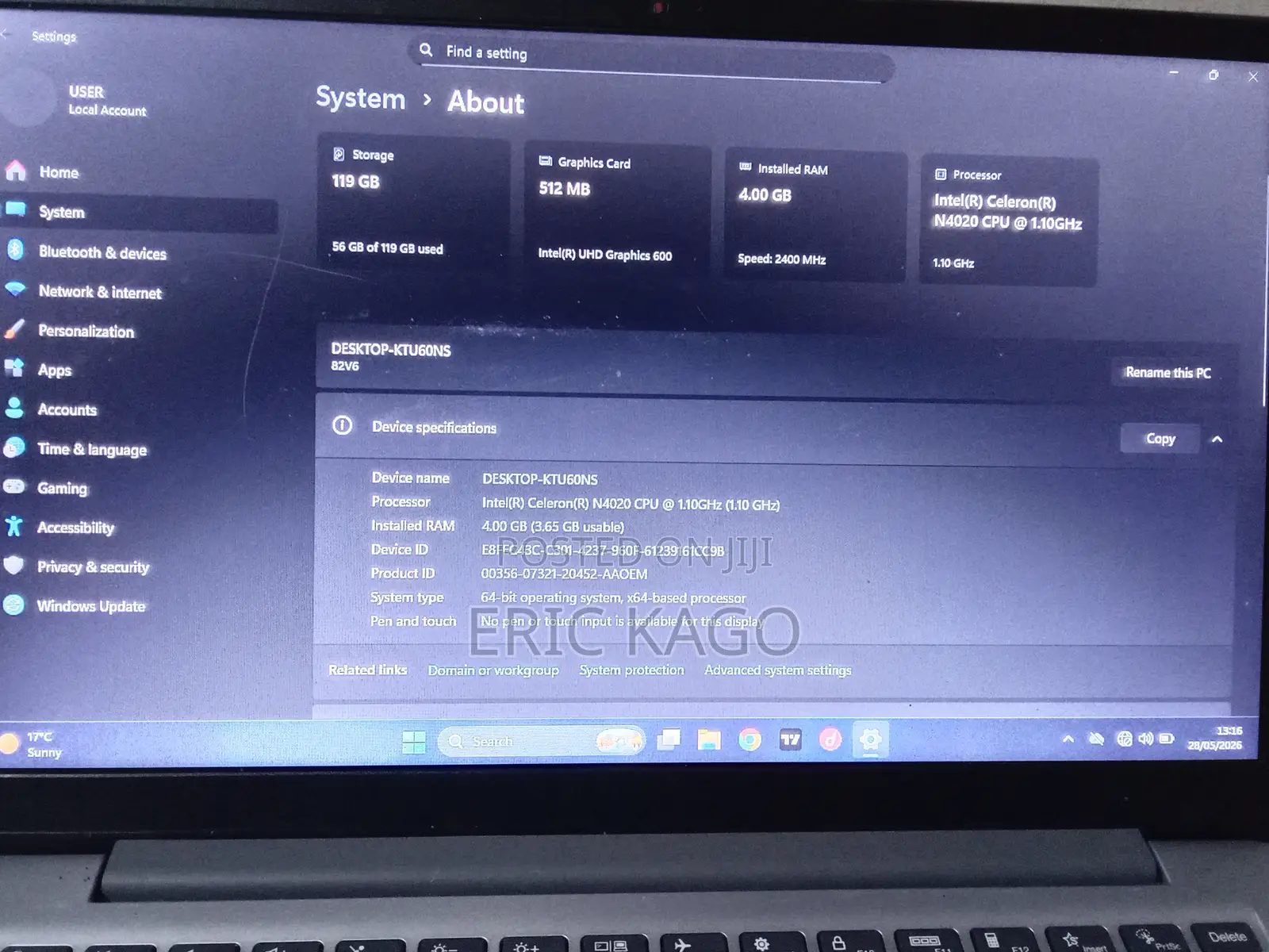 Laptop Lenovo ThinkPad X1 Carbon 4GB Intel Celeron SSD 128GB