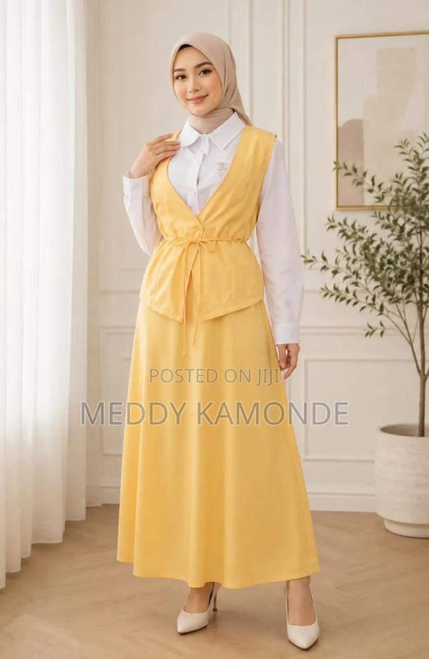Yellow Muslim Skirt Suit Set