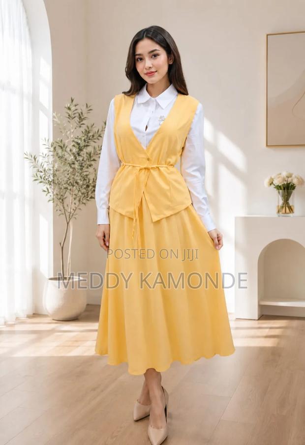 Yellow Muslim Skirt Suit Set - thumbnail 2