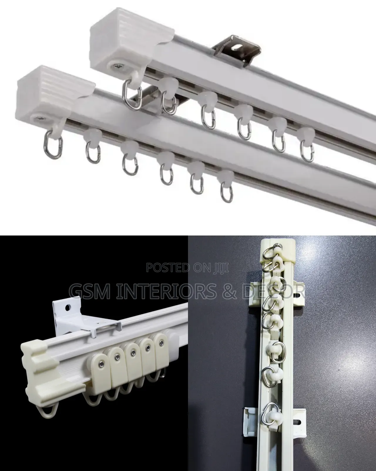 Aluminium Single Non Bendable Curtain Rails With Stopper Ends
