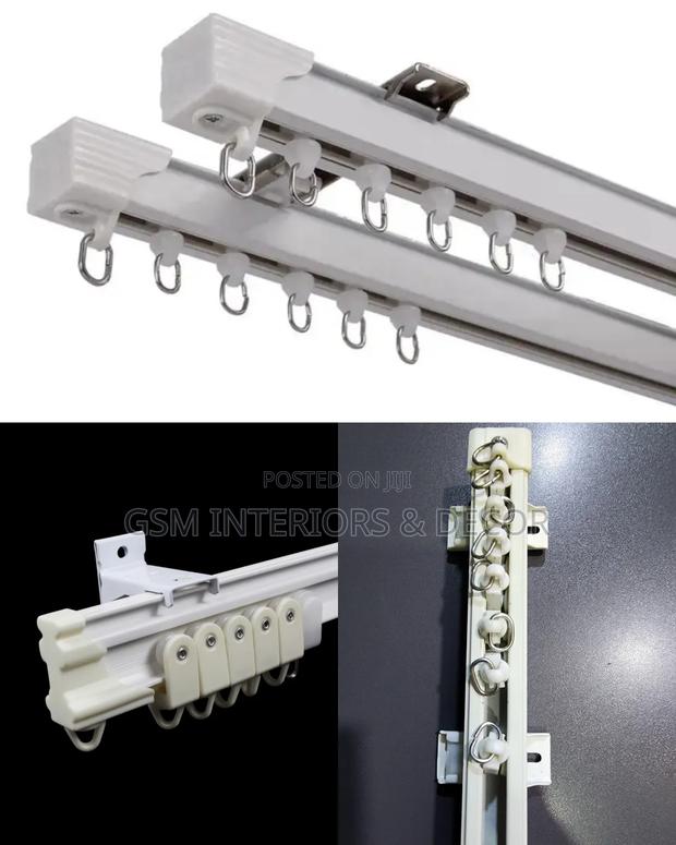 Aluminium Single Non Bendable Curtain Rails With Stopper Ends