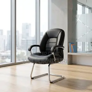 Office Chair : Black Executive Leather Office Visitor Chair