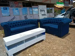 Blue Chesterfield Sofa 3 Seater + 2 Seater