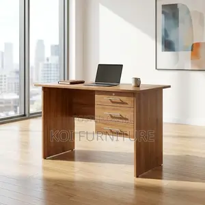 Office Desk : 1.2m Walnut Office Desk With a Lockable Drawer
