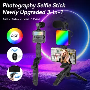Ay-49 Rgb Vlogging Kit With Mic Tripod Remote
