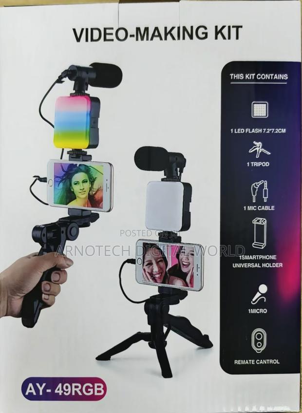 Ay-49 Rgb Vlogging Kit With Mic Tripod Remote - thumbnail 3