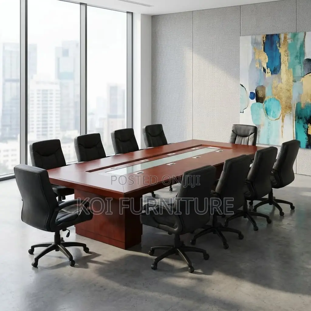 Office Table : 3.6m Boardroom Meeting Table in a Mahogany Finish.