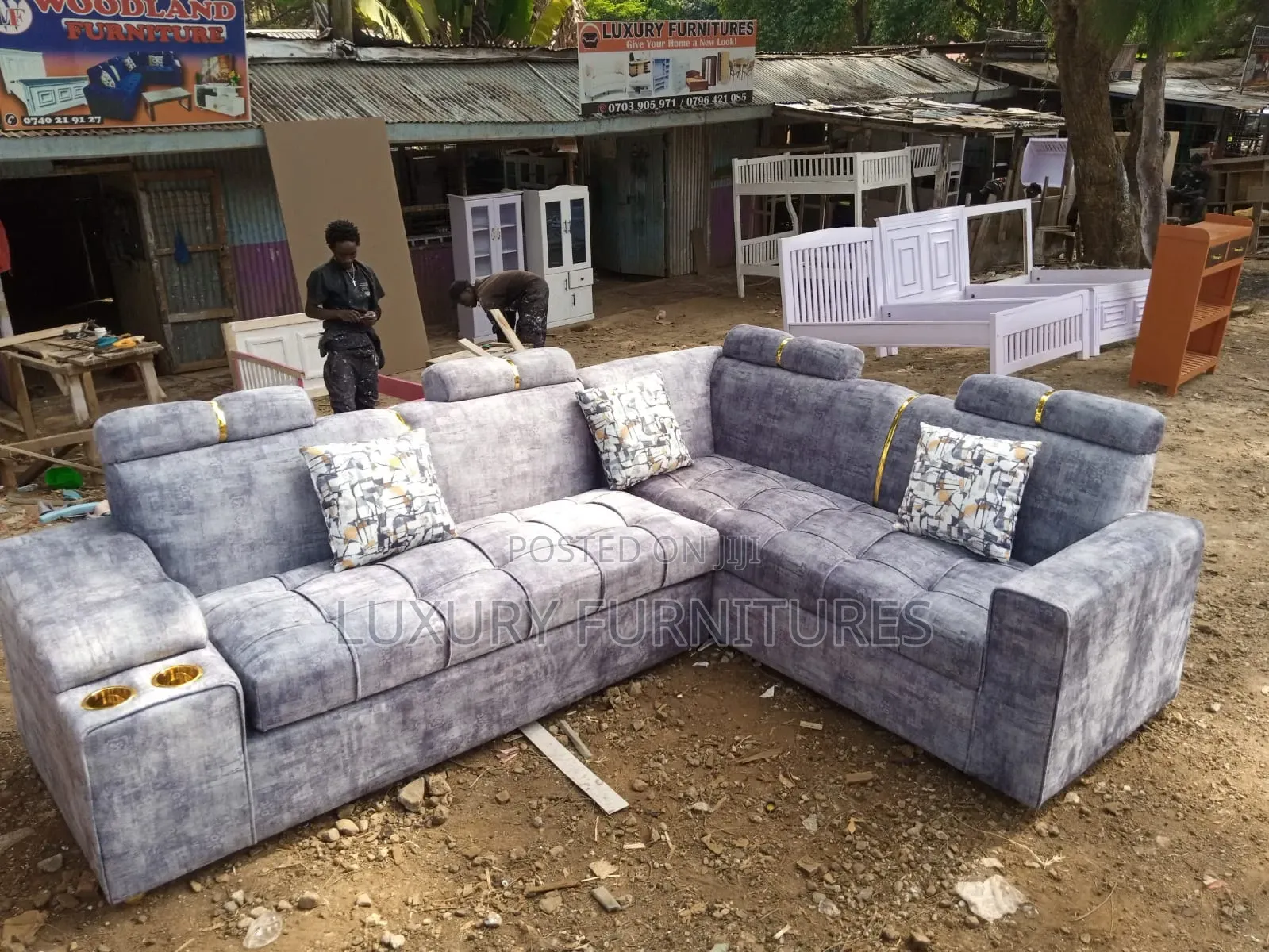 Premium L Shape Light Gray Sofa Set