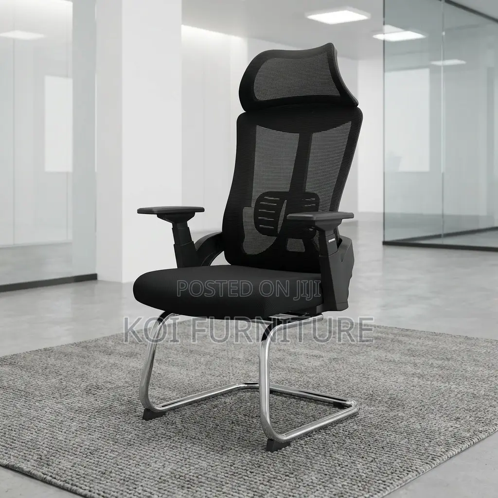 Office Chair : High Back Visitor Chair With a Chrome Sled Base