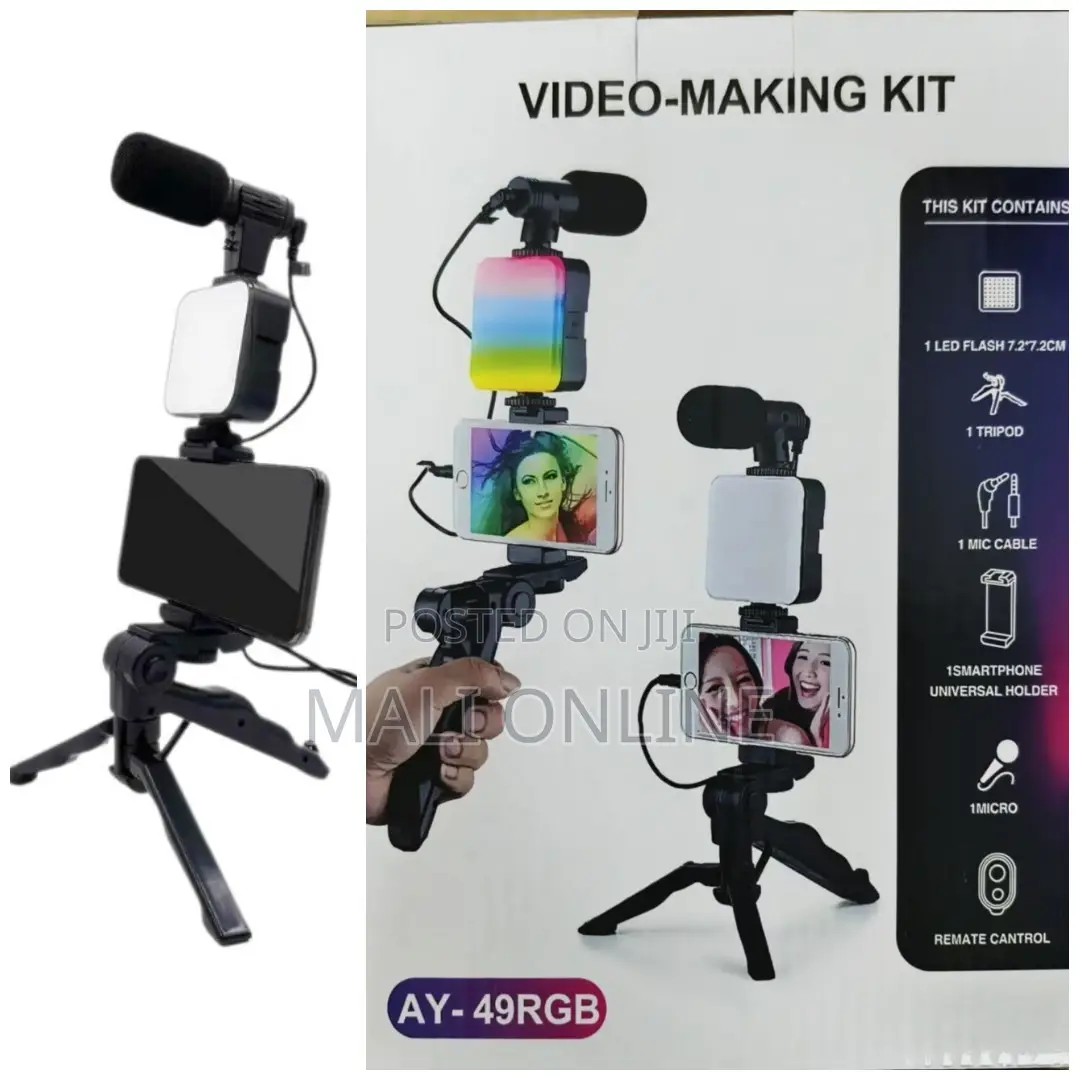 Smartphone Vlogging Ay 49 Kit Tripod Led Fill Light Mic Phone Holder