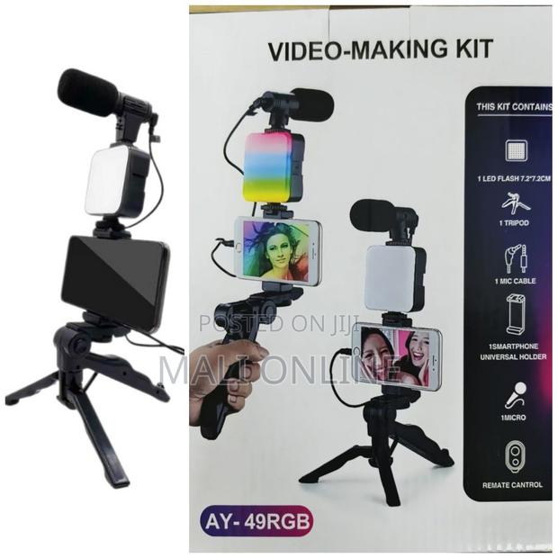 Smartphone Vlogging Ay 49 Kit Tripod Led Fill Light Mic Phone Holder - thumbnail 2