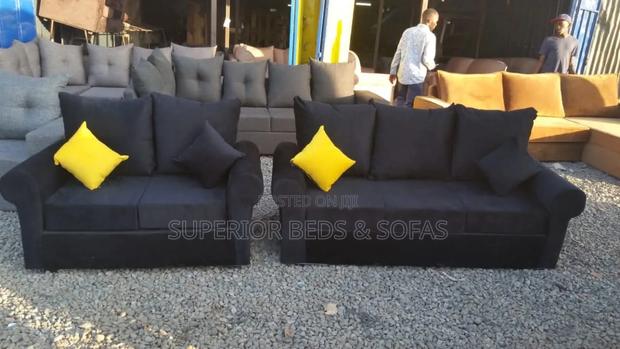 Black Fabric Sofa 5 Seater - thumbnail 2