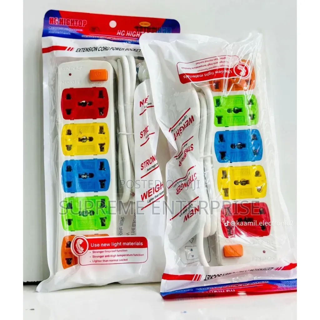 Five Double Socket Power Extension With Increased Accessibility