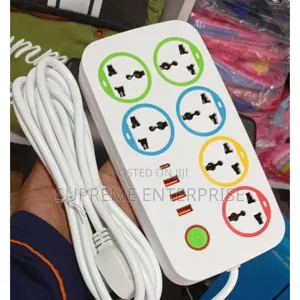 *Power Socket Extension Cable With 6 Socket 4 Usb Charging Port