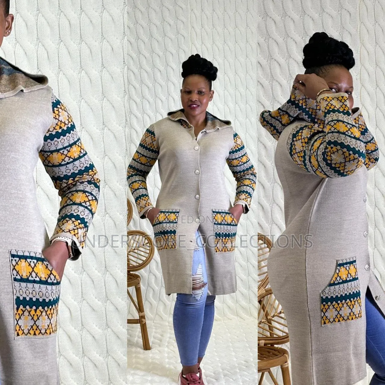 Ladies Button Up Hooded Longsweaters