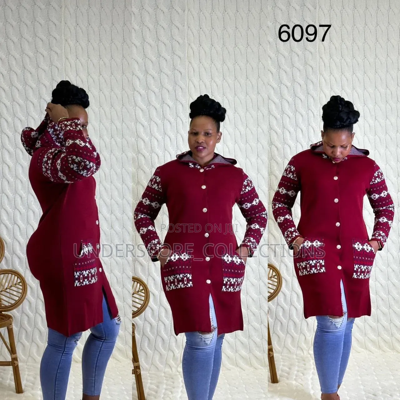 Ladies Button Up Hooded Longsweaters