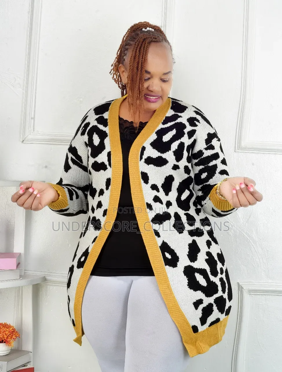 Ladies Animal Print Long Sweater