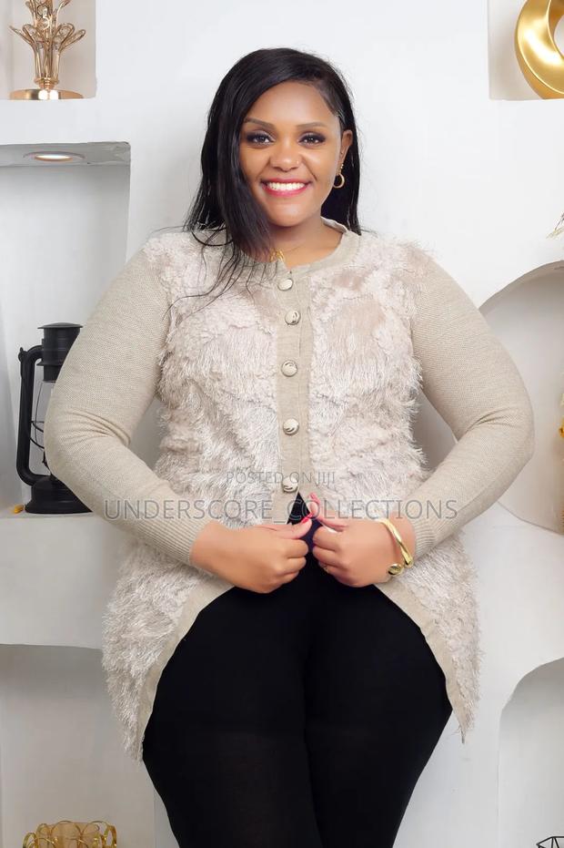 Ladies Button Up Sweaters With Decorative Fur - main view