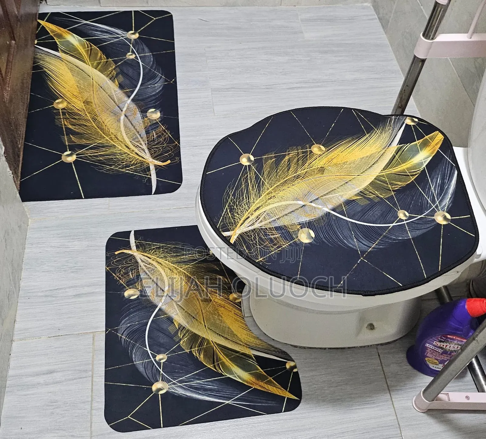 High Quality Heavy Grip Rubber Underside Floor 3pcs Set Toilet Mat
