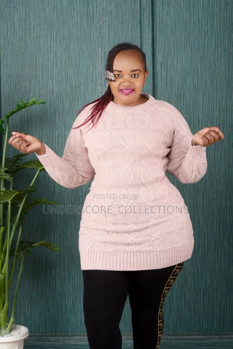 Ladies Long Round Neck Sweaters With Plain Coloured Tights