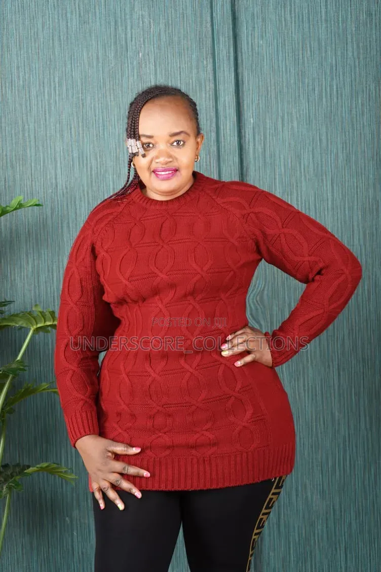 Ladies Long Round Neck Sweaters With Plain Coloured Tights